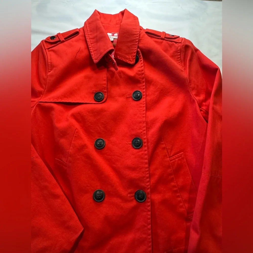 Gap Jacket Womens Medium Red Orange Cotton Double Breasted Button Peacoat EUC - Picture 4 of 8